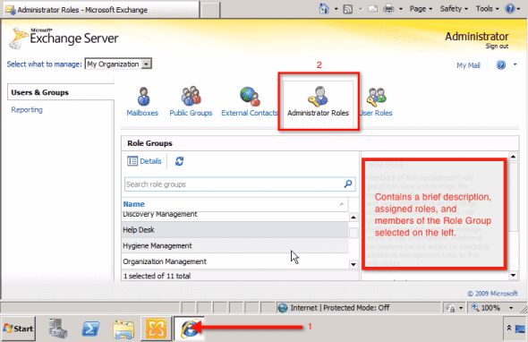 Exchange Server 2010 Control Panel