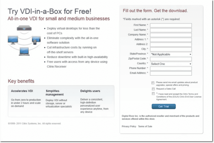 VDI-in-a-box download form