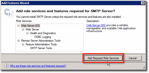 add role services and features required for smtp server