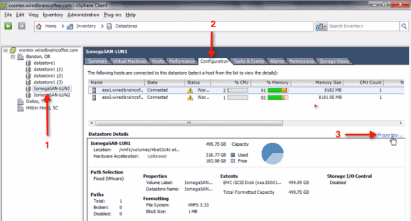 SIOC - enable vSphere storage IO control in a datastore