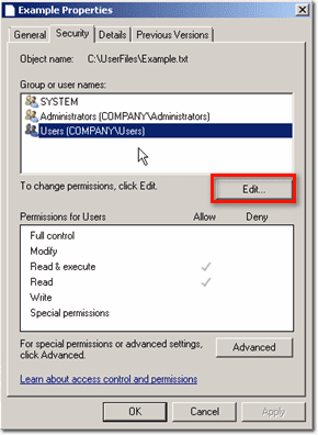 Windows Explorer edit permissions