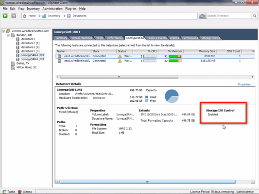 SIOC - vSphere storage IO control: enable in a datastore