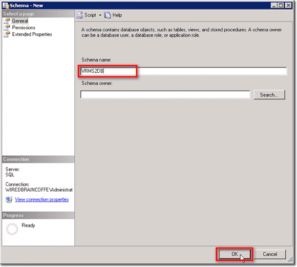 VMware Site Recovery Manager schema name