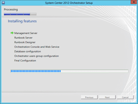 System Center 2012 - Orchestrator: Install features