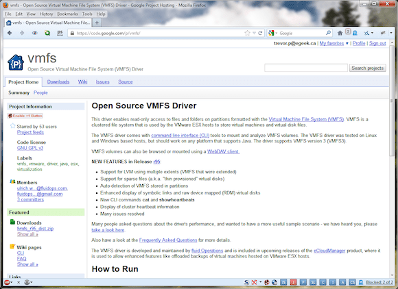 Open Source VMFS Driver Website