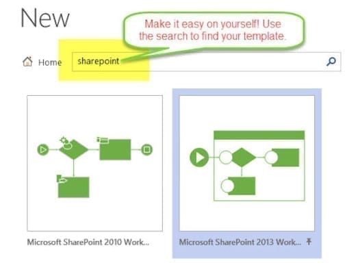 Workflow Creation in Visio 2013 New SharePoint Template