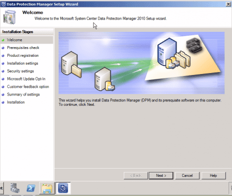 data protection manager setup wizard