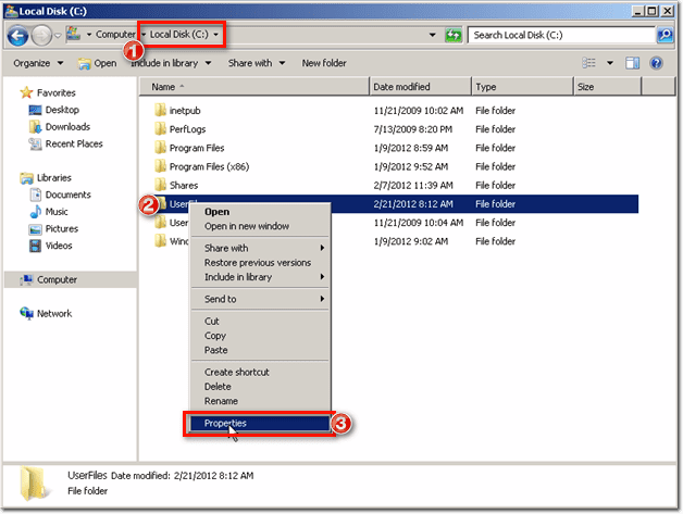 Windows Explorer folder properties