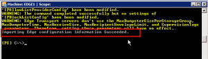 Importing EDGE configuration succeeded