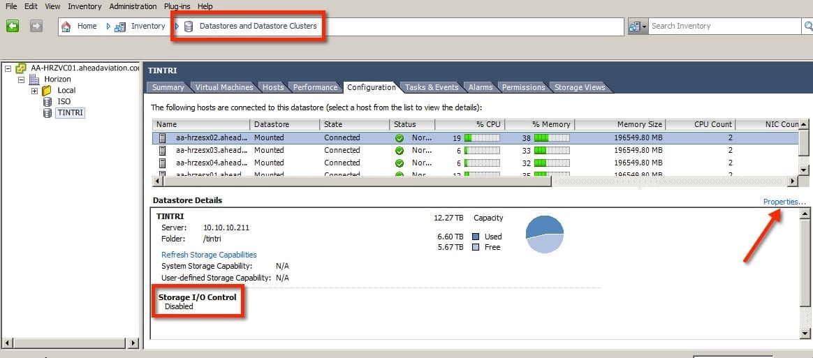 Configure vSphere Storage I/O Control (SIOC)