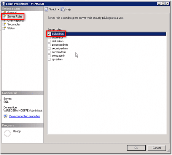 VMware Site Recovery Manager login properties server roles