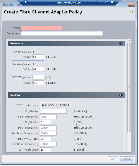 fibre channel adapter policy