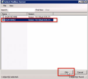 Select mailbox server where database should be copied to