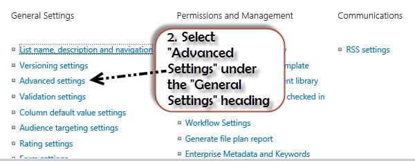 Content Type to SharePoint 2013 List or Library select advanced settings
