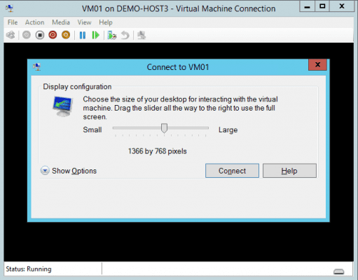 Connecting to a Hyper-V virtual machine using Enhanced Session Mode