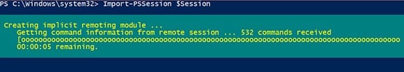 Importing the new PSSession into the current PowerShell session. (Image Credit: John O'Neill Sr.)
