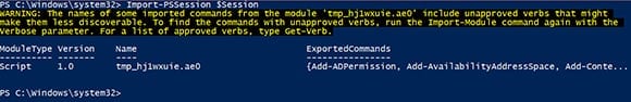 Unsupported verbs error in Windows PowerShell. (Image Credit: John O'Neill Sr.)