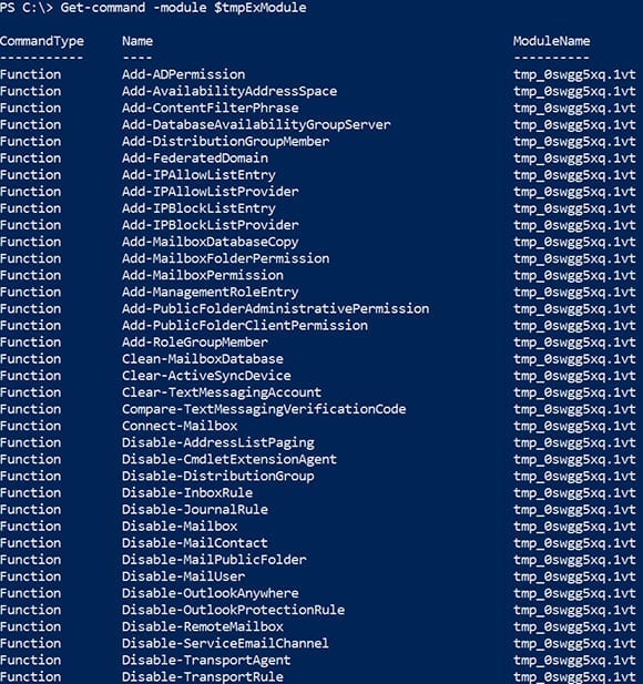 Retrieving all the Exchange cmdlets remotely. (Image Credit: John O'Neill Sr.)