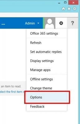 The Options setting in the Outlook Web App. (Image Credit: J. Peter Bruzzese)