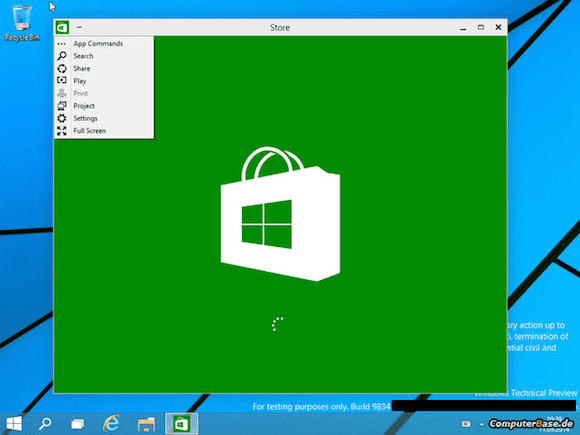 A Modern UI app running in a desktop window in the Windows 9 technical preview.
