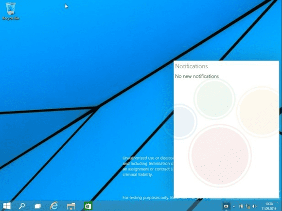 Windows 9 notifications center
