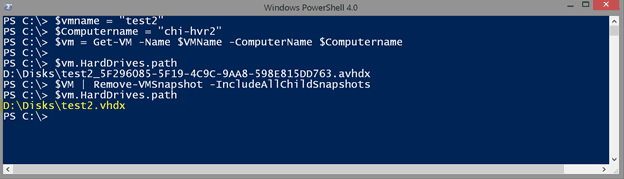 Removing the virtual machine's snapshot with Windows PowerShell. (Image Credit: Jeff Hicks)