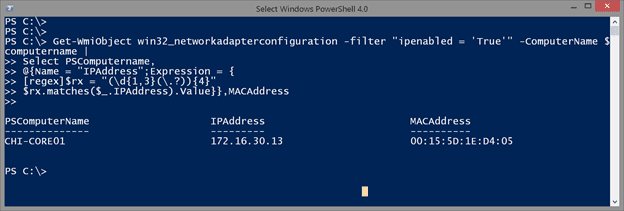 Grabbing MAC addresses in Windows PowerShell. (Image Credit: Jeff Hicks)