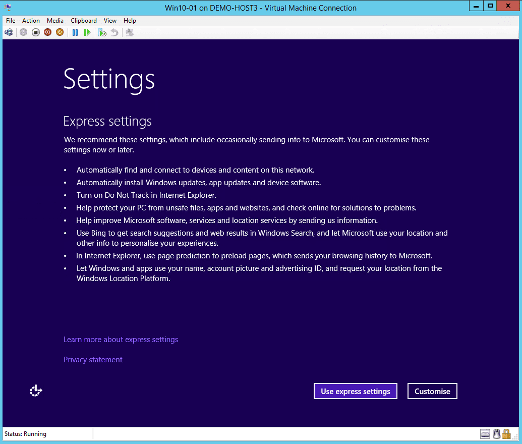 Accept or edit the Windows 10 installation settings