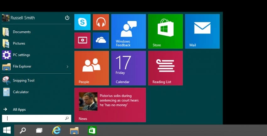 Resizing the Windows 10 Start menu. (Image Credit: Russell Smith)