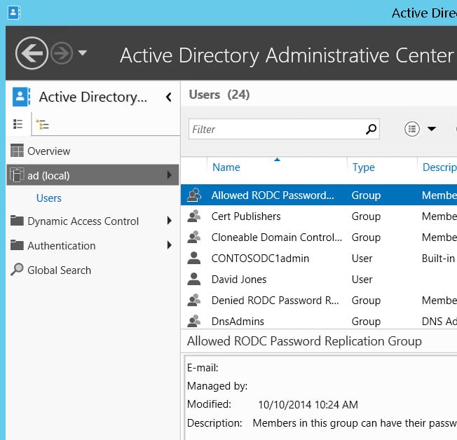 The Users container in Active Directory Administrative Center. (Image Credit: Russell Smith)