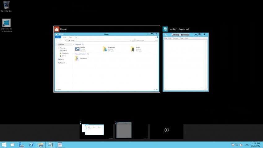 Task View and virtual desktops in Windows 10 Technical Preview (Image: Russell Smith)