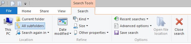 Recent searches on the Search tab in File Explorer (Image: Russell Smith)