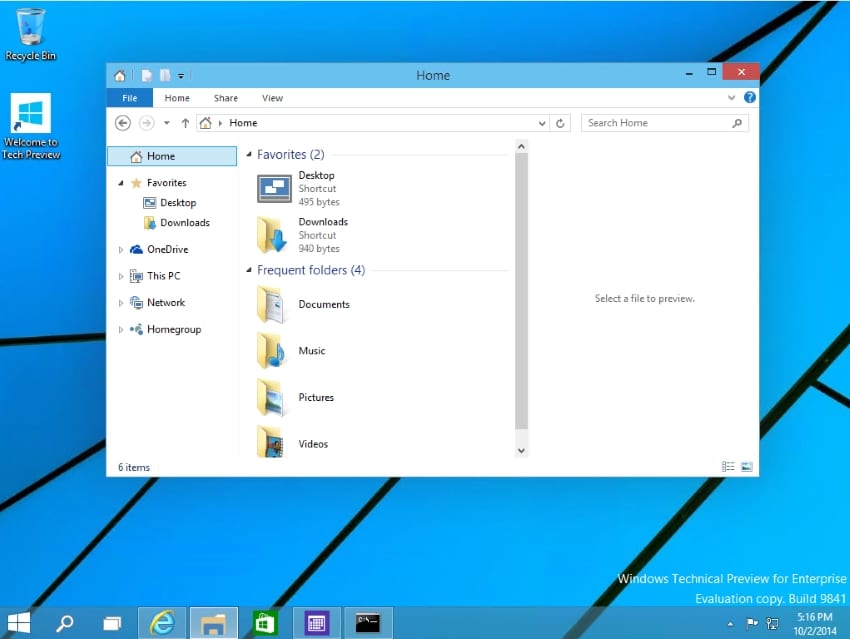 The new File Explorer offers a new Home location link in Windows 10. (Image Credit: J. Peter Bruzzese)