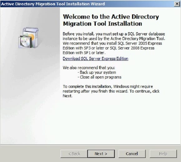 The Active Directory Migration Tool Installation Wizard. (Image Credit: Krishna Kumar)