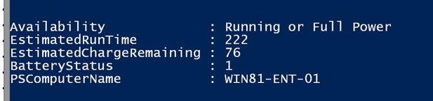 After using a switch statement, the Win32_Battery class information becomes much more meaningful. (Image Credit: Jeff Hicks)