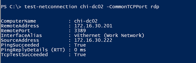Using the Test-NetConnection cmdlet in PowerShell to test connectivity for RDP. (Image Credit: Jeff Hicks)
