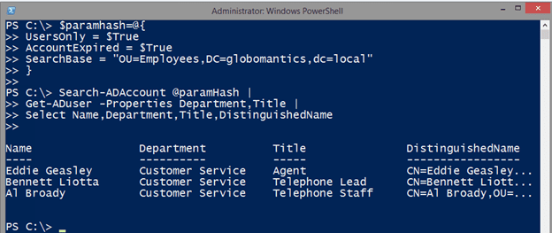 Finding expired accounts in Windows PowerShell. (Image Credit: Jeff Hicks)