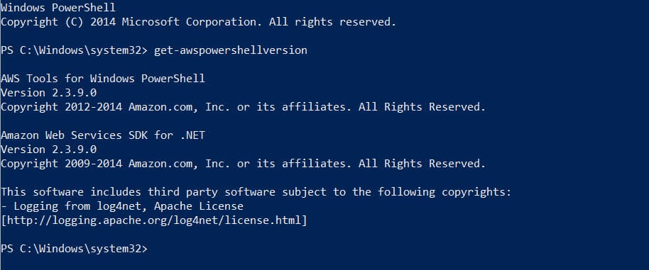 Check the installed version of AWS Tools for Windows PowerShell (Image Credit: Russell Smith)