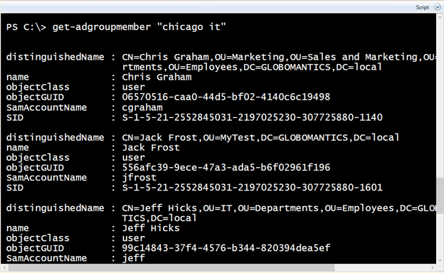Using the Get-ADGroupMember cmdlet in Windows PowerShell to retrieve members. (Image Credit: Jeff Hicks)