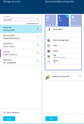 Configuring the new Azure storage account. (Image Credit: Aidan Finn)