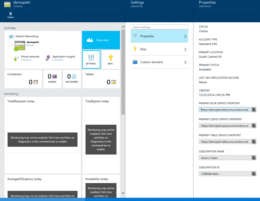 Managing an Azure storage account. (Image Credit: Aidan Finn)