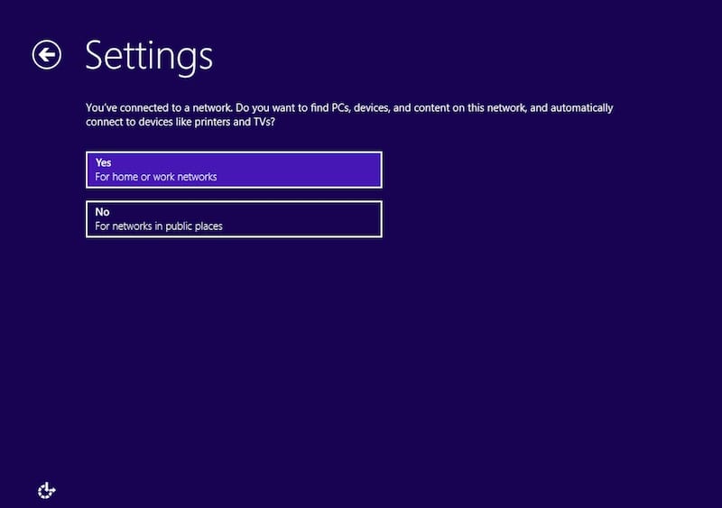 Changing network discovery options in the Windows 10 technical preview installation. (Image Credit: Daniel Petri)
