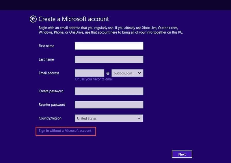 Creating a new Microsoft account. (Image Credit: Daniel Petri)