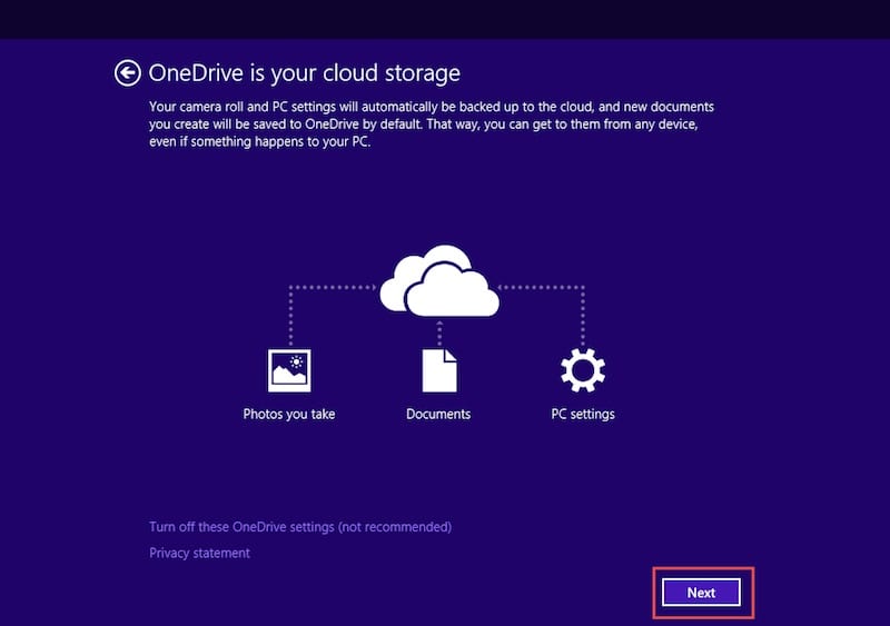 Setting up OneDrive as your cloud storage in the Windows 10 technical preview. (Image Credit: Daniel Petri)