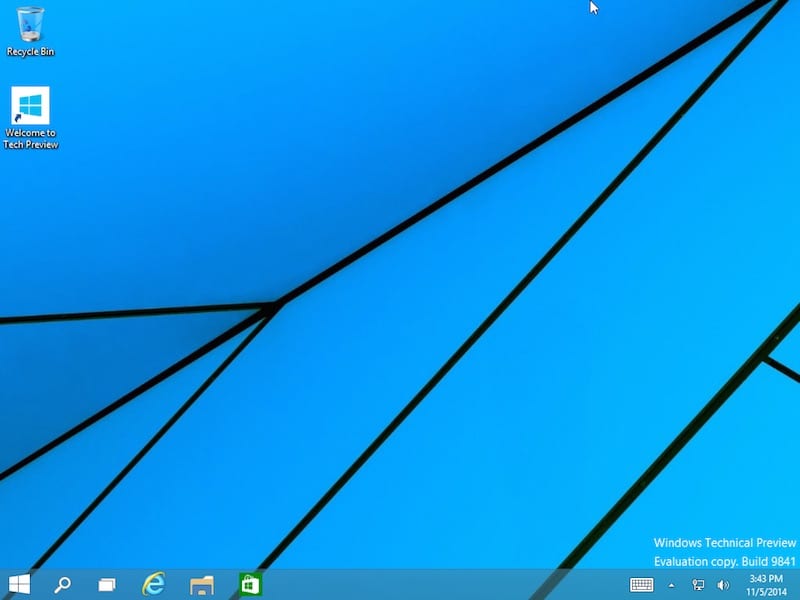 The Windows 10 technical preview desktop. (Image Credit: Daniel Petri)