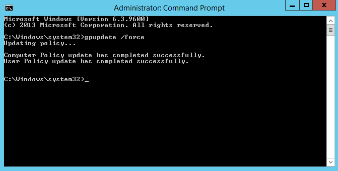 Updating the group with a GPO refresh in the command prompt. (Image Credit: Daniel Petri)