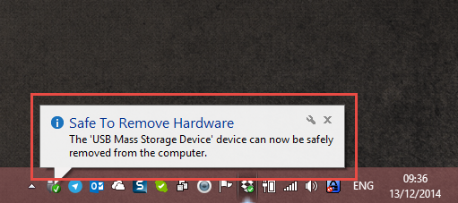 The Safe To Remove Hardware dialog in Windows. (Image Credit: Daniel Petri)