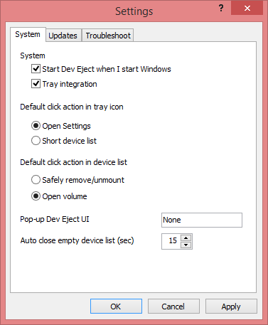 Dev Eject settings. (Image Credit: Daniel Petri)