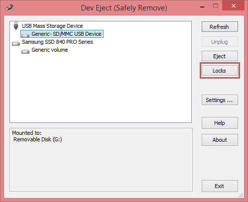 Selecting a disk to safely remove with Dev Eject. (Image Credit: Daniel Petri)
