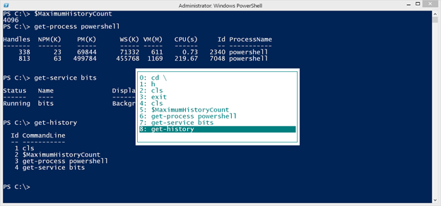 Using the F7 key command to bring up a pop-up in Windows PowerShell. (Image Credit: Jeff Hicks)